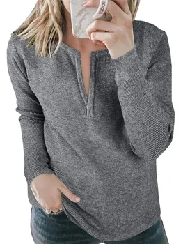 Горячие женские свитера с V-образным вырезом, свободный пуловер оверсайз с длинным рукавом, вязаный джемпер 17