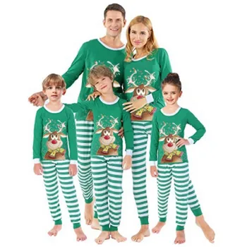 Новый комплект рождественских пижам 2023 года, подходящие для семьи комплекты одежды для мамы, дочки, папы и сына, свободный костюм из 2 предметов, детский комбинезон, Рождественская семейная пижама 1