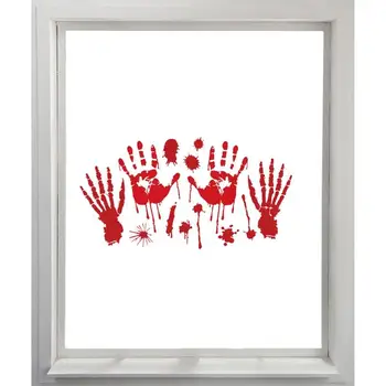 Наклейки с кровавым отпечатком руки, самоклеящиеся наклейки ужасов с кровавой рукой Призрака, жуткая наклейка на стену, украшения для Хэллоуина в школе 12