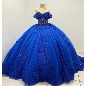 Ashely Alsa Blue Quinceanera Dresses 3D Flower Princess для девочек 16 лет, бальные платья для официальных вечеринок, платье для выпускного вечера, Vestidos De 15 Anos 20