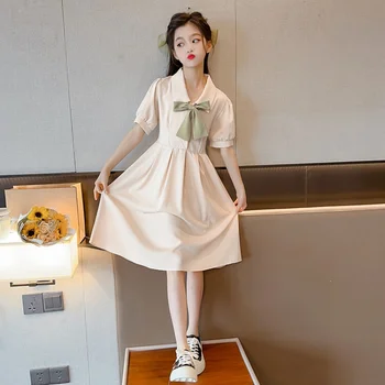 Летние платья для маленьких девочек от 4 до 16 лет, элегантное вечернее платье для девочек, новинка 2023 года, детская одежда, бесплатная доставка, платье в корейском стиле 6