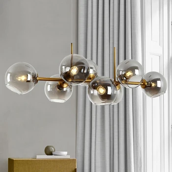 Скандинавские светодиодные подвесные светильники со стеклянным шаром Magic Bean Подвесные Люстры Креативный Молекулярный дизайн Подвесные светильники для гостиной и столовой 18