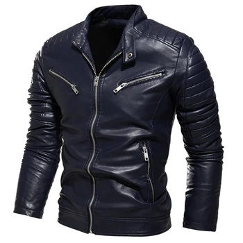 Мужская зимняя куртка с лацканами, черная кожаная мотоциклетная куртка, мужские байкерские пальто, плиссированный дизайн, элегантная куртка, мужская теплая меховая подкладка, приталенный крой