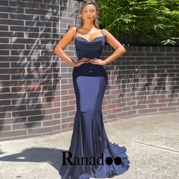 Ranadoo Mermaid Rhinestone 2023 Вечерние платья для женщин Платья на бретельках с V образным вырезом, без рукавов, со шлейфом на молнии, сшитые на заказ