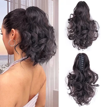 Зажим для наращивания волос в виде хвостика, синтетические волосы для наращивания в виде хвостика Для женщин, накладной шиньон для волос Linwan 5