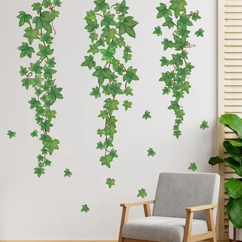 Самоклеящиеся наклейки на стену с зеленым листом виноградной лозы для гостиной, спальни, фоновые наклейки на стены, Виниловые обои для украшения своими руками 10