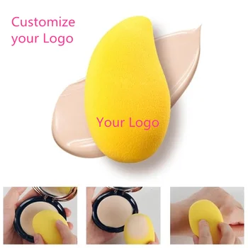 Настройте свой собственный логотип, спонж для основы для макияжа, косметическая слоеная основа для растушевки яиц, инструменты для макияжа в форме манго, сделай сам 17