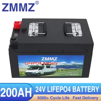 Аккумулятор LiFePO4 24V 200AH Встроенный в Блок Литий-железо-фосфатных элементов BMS Для Замены Большей части резервного источника питания Домашнего хранилища энергии 15