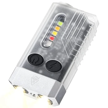 1 шт. Мини светодиодный фонарик-брелок, перезаряжаемый карманный фонарик, маленький мощный фонарик IPX4 с 14 режимами 6