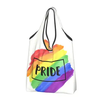 Сумка-тоут Rainbow LGBT Pride для продуктовых покупок, женские Милые сумки для покупок через плечо для геев и лесбиянок, Сумка большой емкости 10