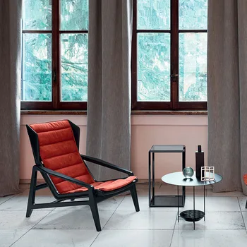 Скандинавский дизайнер итальянский минималистичный легкий роскошный стул для отдыха из массива дерева для одного человека Домашний шезлонг Стул для ленивого человека 12