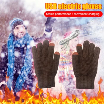 USB Теплые перчатки с подогревом для рук, практичная ветрозащитная грелка для рук с постоянной температурой, мягкие носимые зимние варежки для мужчин 10