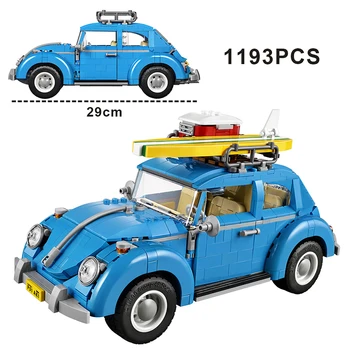В НАЛИЧИИ Технические Строительные блоки Blue Beetle Классическая модель автомобиля 10252, Кирпичи, игрушки для детей, Рождественские Подарки на День Рождения