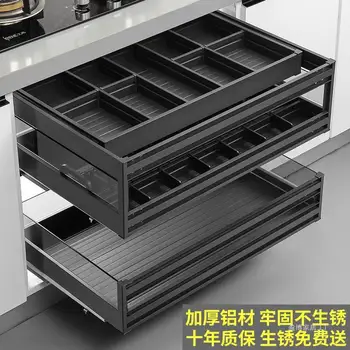 Умный кухонный шкаф корзина выдвижного типа из трехслойного алюминиевого сплава с рисунком корзина для посуды Кухонный шкаф для встроенного хранения посуды. 12