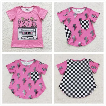Новый дизайн, БЕЗ MOQ, Топы с цветочным рисунком для малышей, винтажная одежда для души, футболки для маленьких девочек 6