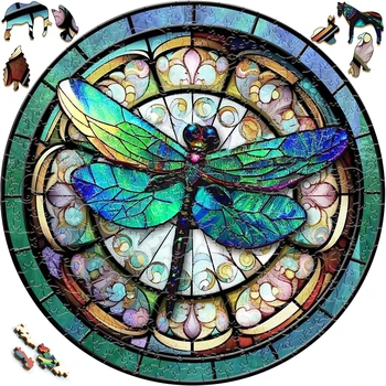 Красивые Деревянные Пазлы Dragonfly Art Decoration Неправильной Формы Доска-Головоломка Набор Декомпрессионных Головоломок Игрушки для Взрослых Семья