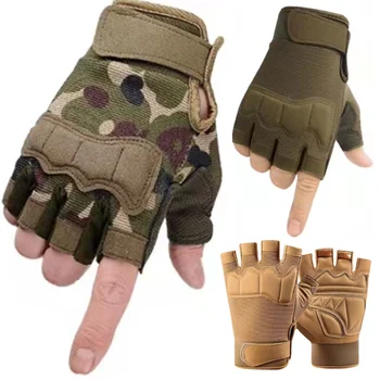 Военные тактические перчатки Армейские спортивные перчатки для стрельбы на открытом воздухе CS Перчатки без пальцев на половину пальца Противоскользящие Перчатки для езды на велосипеде Фитнеса 21