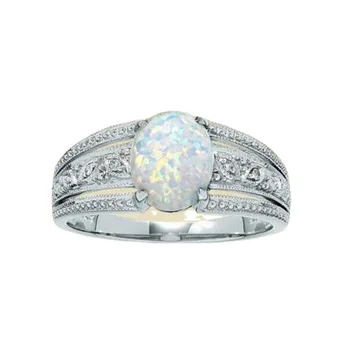 Самое продаваемое белое кольцо с опалом в форме яйца, роскошное обручальное кольцо с резным бриллиантом для европейских и американских женщин 13