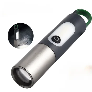 Портативные мини-фонарики, USB перезаряжаемый брелок, рабочий фонарь для кемпинга на открытом воздухе, светодиодный фонарь с регулируемой яркостью с батареей 2