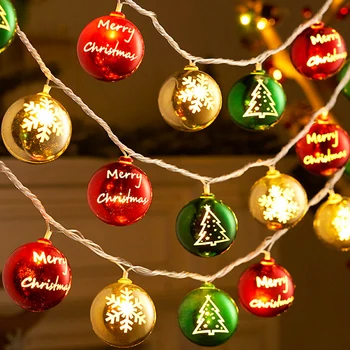 Рождественские шары Гирлянды СВЕТОДИОДНЫЕ Санта Клаус Снежинка Рождественская Елка Подвесная Осветительная гирлянда для дома Новогодние украшения 3