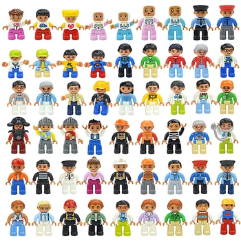 Фигурки Куклы Большого Размера Строительные Блоки Семейные Экшн-Работники Доктор Полиция Фермер Совместимые Большие Кирпичи Развивающие Детские Игрушки 14