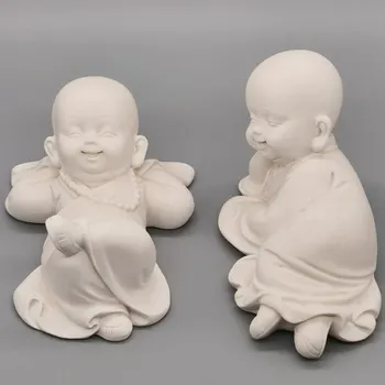 силиконовая форма для милого маленького Монаха, буддизм, 3D статуя Будды, маленькая силиконовая форма в стиле дзен, фигурка монаха, свеча, цементная глиняная форма