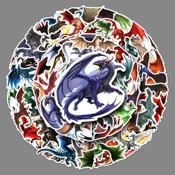 50 листов креативных наклеек с изображением дракона и мультяшных животных 