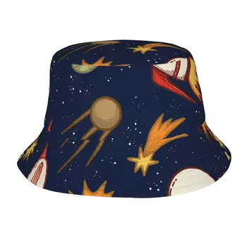 Мультяшная Галактическая панама Рыбацкая Шляпа Складная Женская Мужская Солнцезащитная кепка 5