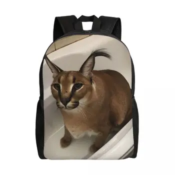 Пользовательские рюкзаки Floppa Cute Meme для женщин и мужчин, модная сумка для книг для школы, колледжа, забавные сумки с каракалевыми кошками 2