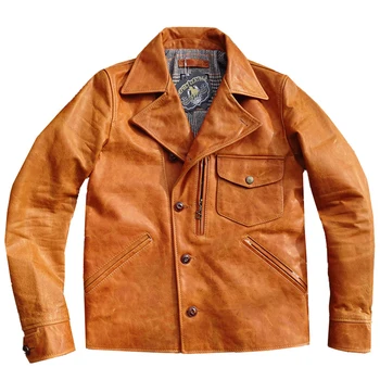 Мужской блейзер американского бренда, пальто из конской кожи, мужские куртки большого роста, плюс размер 5XL, ветровка-привратник из натуральной кожи, пальто 1