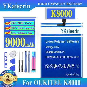 Новый аккумулятор YKaiserin емкостью 9000 мАч для аккумуляторов Oukitel K8000 k8000 Bateria + НОМЕР трека 20
