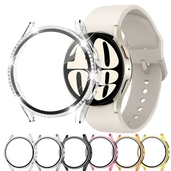 Крышка Совместима С Samsung Galaxy Watch 6 44 мм Жесткая Рамка Для ПК Крышка С Отделкой Стразами Моющийся Чехол Аксессуары Для Часов 12