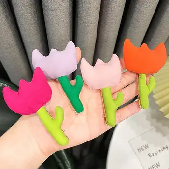 Головные уборы Женская шпилька Love Spring Цветок Тюльпана Шпилька для волос в Корейском стиле Заколка для волос в виде сердца Детские Аксессуары для волос 1