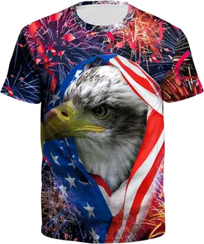 Мужская патриотическая футболка с флагом США, летняя футболка с 3D-печатью US Eagle с коротким рукавом 5