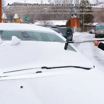 Автомобильная лопата для уборки снега Автомобильный ледокол Быстроочистимая Стеклянная щетка для удаления снега Скребок для льда на кузове автомобиля с длинной ручкой 33 дюйма 12