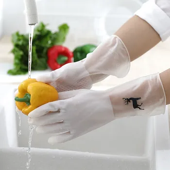 1 пара Водонепроницаемых резиновых Латексных Перчаток для мытья посуды Прочная Кухонная Уборка Домашняя Работа Инструменты для мытья посуды Женские 2
