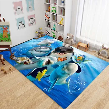 Ковры с дельфинами Подводный мир Большие ковры для гостиной спальни Украшения дома Коврик для детской комнаты Противоскользящие коврики для ванной