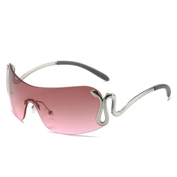 Новые цельные Солнцезащитные Очки Европейской и Американской Индивидуальности Animal Fashion Y2K Glasses Spirit Snake Солнцезащитные Очки Женские 9