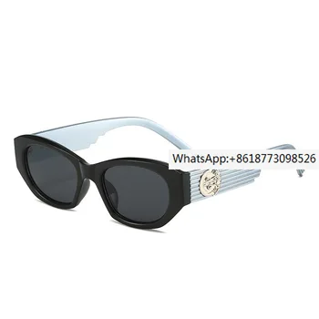 Ciseonik New Vintage Y2K, европейские и американские солнцезащитные очки Spicy Girl, металл, серебристый контраст, коробка для кошачьих глаз, Солнцезащитные очки Street 13