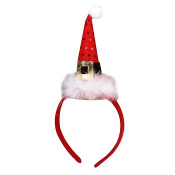 Обруч для волос в шляпе Санта-Клауса, Рождественские повязки на голову, Рождественская вечеринка в шляпе-ленте для волос 2