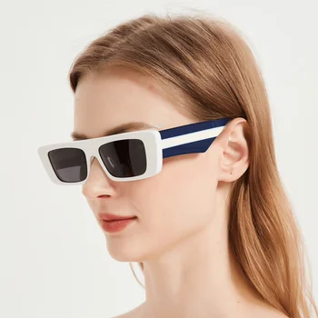 Модные Новые прямоугольные солнцезащитные очки в стиле ретро из черного ацетата для женщин, брендовые дизайнерские женские Эстетические солнцезащитные очки для девочек UV400 11