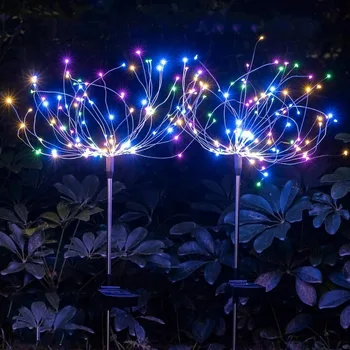 Солнечный свет фейерверка, светодиодный многоцветный уличный фейерверк, садовые фонари для дорожки, Рождественское украшение на заднем дворе, Вечеринка 7
