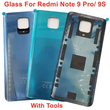 Для Xiaomi Redmi Note 9S/Note 9 Pro Стеклянная Крышка Батарейного Отсека Жесткая Крышка Задней Двери Задняя Панель корпуса + Оригинальная Наклейка-Клей 16