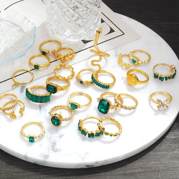 Модные зеленые кольца FNIO для женщин, хрустальное кольцо на палец, Обручальное кольцо для вечеринки, Свадебные женские украшения, подарок 2023 3