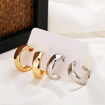Модные минималистичные серьги-кольца с геометрическим рисунком большого круга для женщин, ювелирные изделия для свадебной вечеринки для девочек, серьги для женщин 5