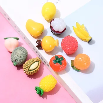 20 штук миниатюрных кабошонов из смолы Kawaii 3D Fruit Series с плоской спинкой для заколки для скрапбукинга, аксессуаров для домашнего декора и рукоделия 