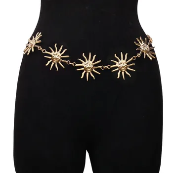 Универсальная поясная цепочка в стиле панк-хип-хоп Sun Винтажный Металлический женский пояс для платья Винтажный пояс-цепочка с высокой талией для женщин 7