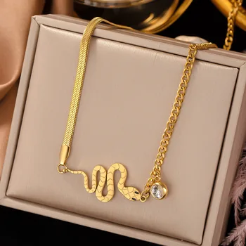 Нержавеющая сталь золото цвет змея цепи кулон колье Ожерелье для женщин партии ювелирные изделия подарок 18