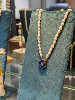 Ожерелье с цветочным кулоном с маленькой орхидеей, смешанной со смолой, цепочка для свитера 15