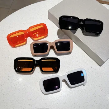 Винтажные прямоугольные солнцезащитные очки, модные квадратные очки ярких оттенков, модные ретро-женские солнцезащитные очки UV400 5
